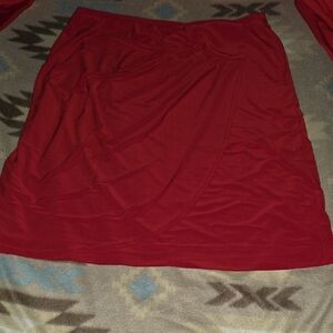 Cato Red Pencil Skirt with Front Side Cinched Detailed And Back Seam